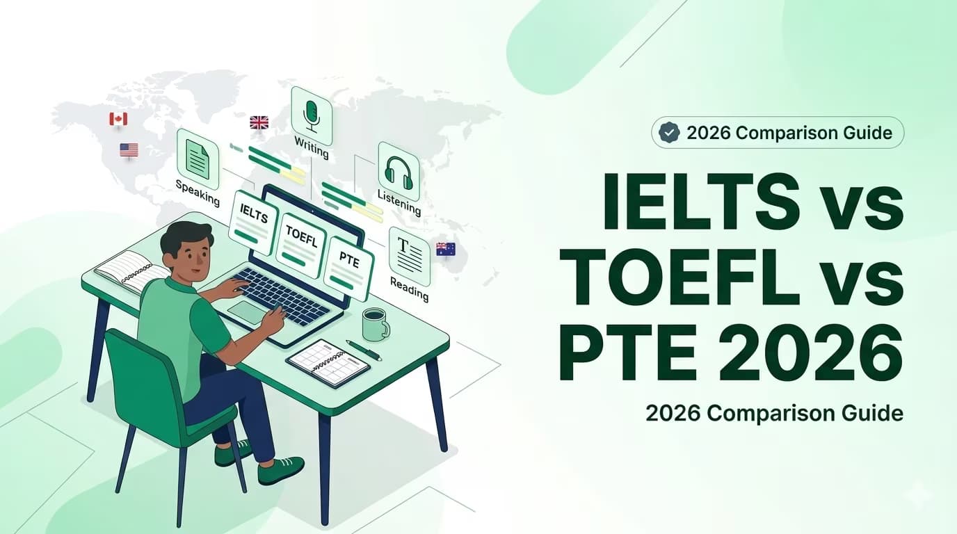 IELTS vs TOEFL vs PTE 2026 – Complete Comparison Guide